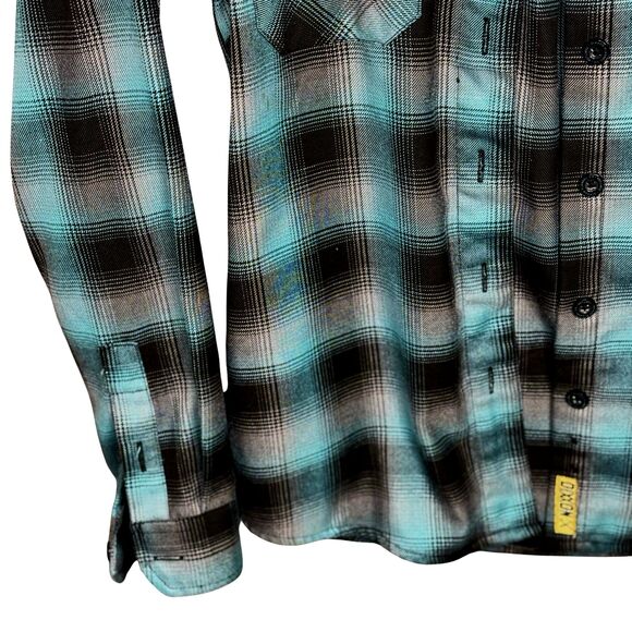 Dixxon Flannel Plaid Shirt Women's Size Small Tortuga Blue Long Sleeve - Picture 4 of 16